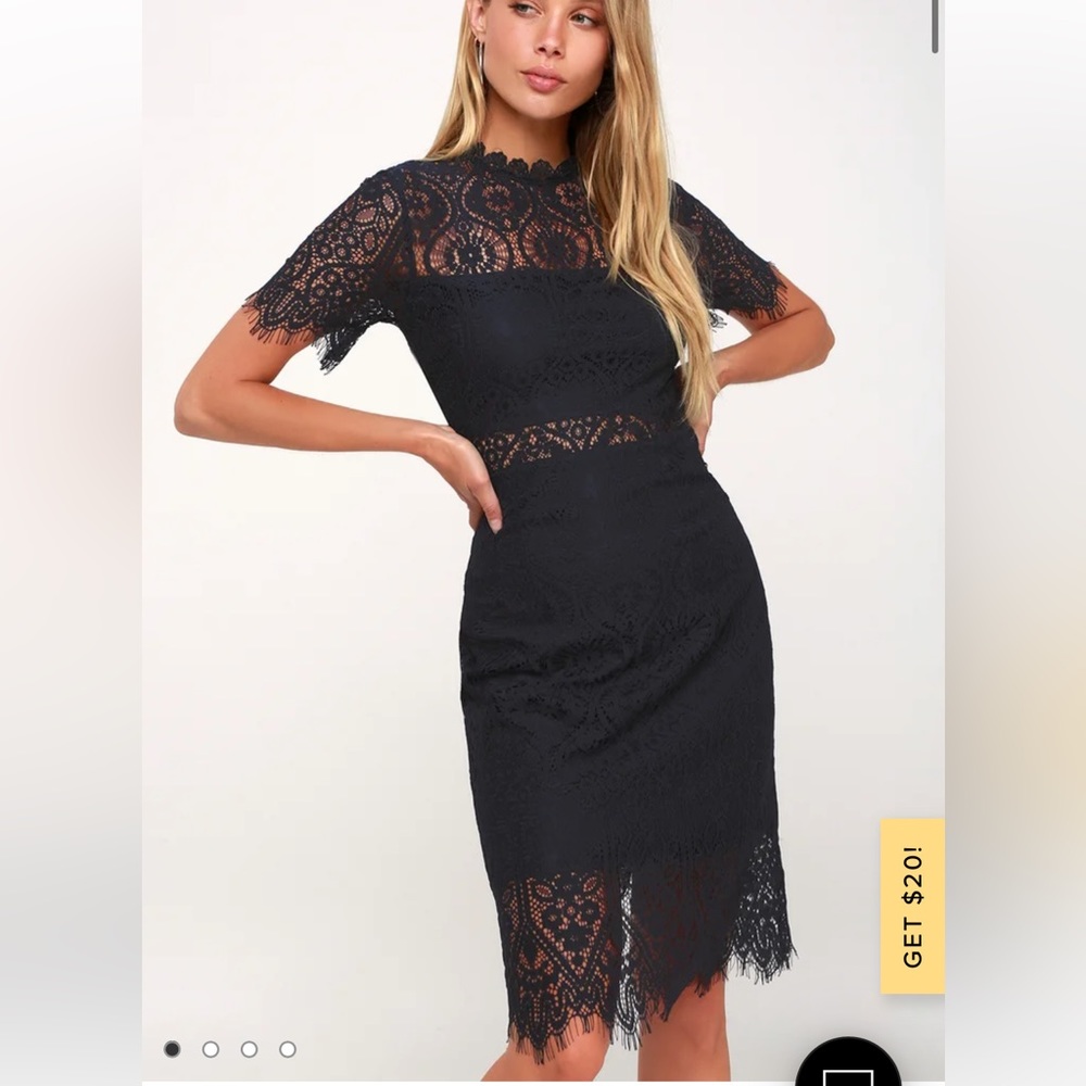 Lulus Remarkable Navy Blue Lace Dress